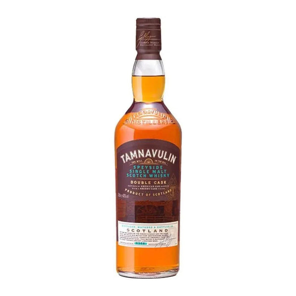 Tamnavulin Double Cask Single Malt Scotch Whisky bottle against neutral background.