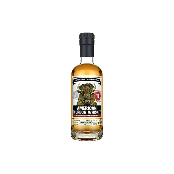 That Boutique-y Whisky Company 11 Year Old American Bourbon bottle against neutral background.