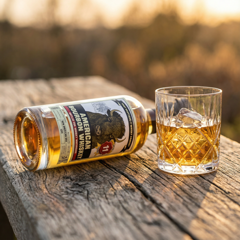 Bottle of That Boutique-y Whisky Company 11 Year Old American Bourbon against neutral background.