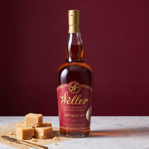Weller Antique 107 Wheat & Fudge with butter fudge on marble