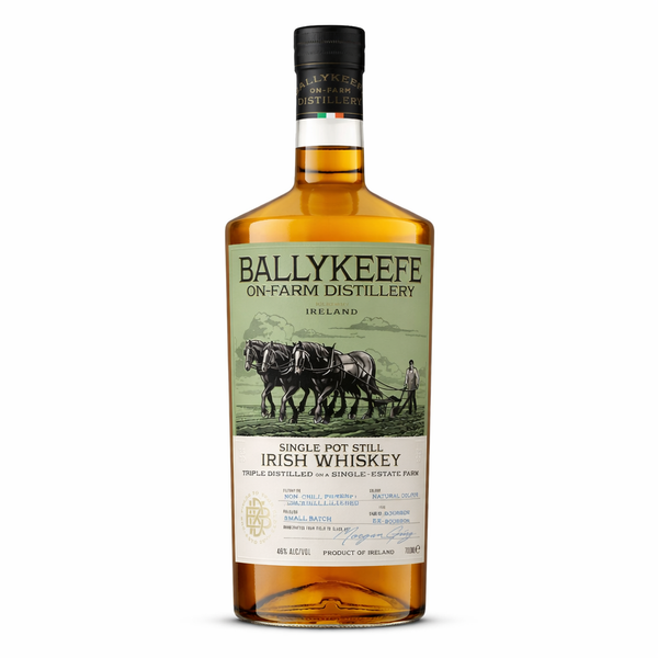 Ballykeefe Single Pot Still Irish Whiskey 700ml bottle on white background.