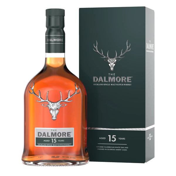 Bottle of Dalmore 15 Year Old Highland single malt whisky, 40% ABV, 700ml.
