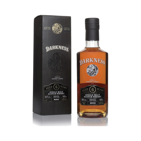 Darkness Inchfad 6 Year Old Moscatel Cask Finish peated single malt Scotch whisky 500ml 60% with box