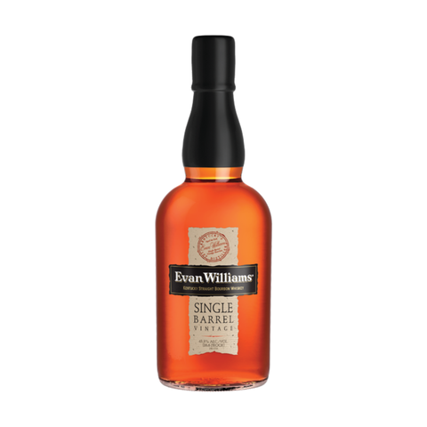 Evan Williams Single Barrel Vintage Bourbon bottle, 750ml.