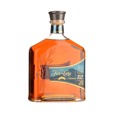Flor de Caña 12 Year Old rum bottle, 700ml, 40% ABV.