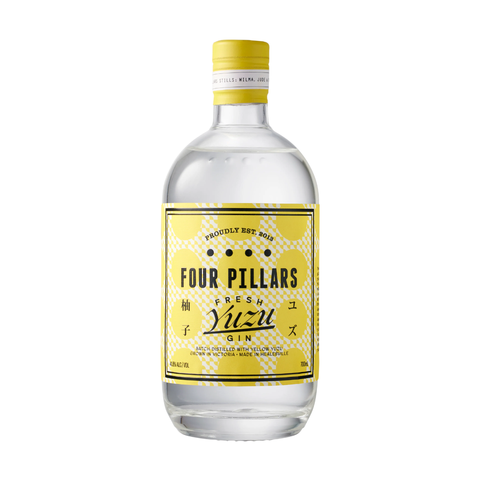 Four Pillars Fresh Yuzu Gin 700ml bottle against white background.
