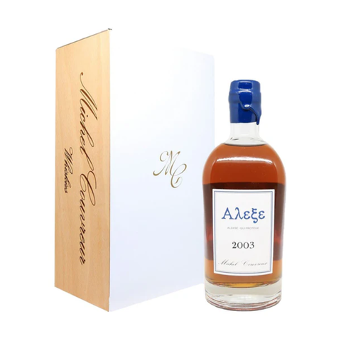 Michel Couvreur Alekse 2003 Single Cask Malt Whisky bottle.