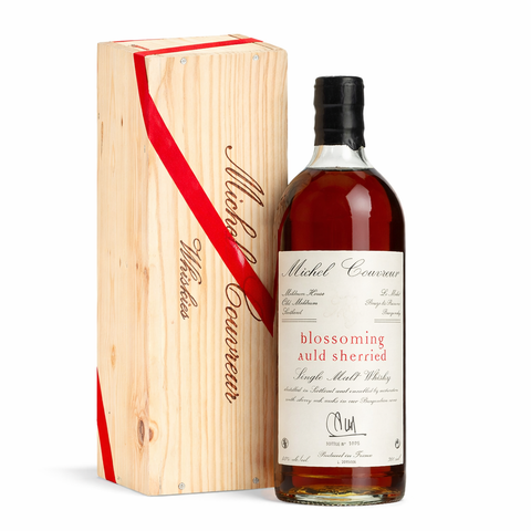 Michel Couvreur Blossoming Auld Sherried Single Malt Whisky bottle, 700ml.