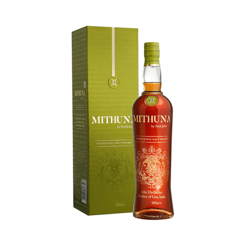 Paul John Mithuna 700ml Zodiac series Indian single malt whisky bottle with gift box