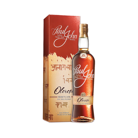 Paul John Oloroso Select Cask 700ml Indian single malt whisky bottle with gift box