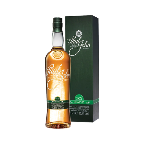 Paul John Peated Select Cask 700ml Indian single malt whisky bottle with gift box